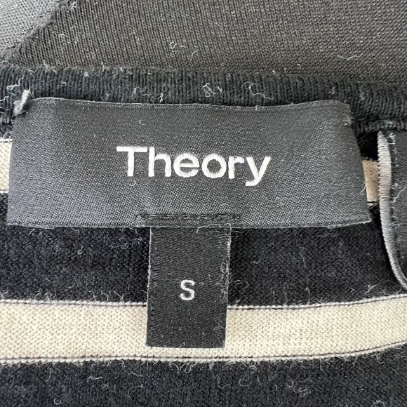 THEORY Long Sleeve Black White Stripe Pullover Layer S Small Classic - Picture 7 of 7